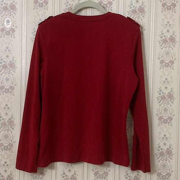💫 Talbots 100% Pima Cotton Red Long Sleeve Top Size XL - Picture 2 of 11
